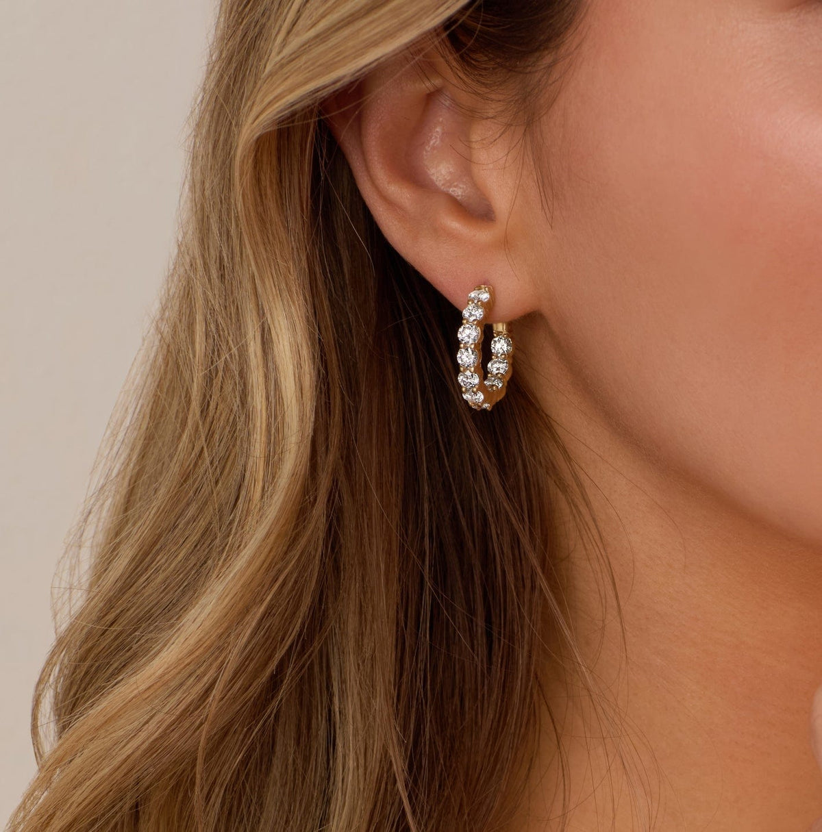 Cove Fine Jewelry Earrings Cairn | 3 Carat Diamond Inside Outside Hoop Earrings