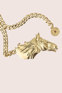 Lindsay Nicholas New York acceso Fire Horse Chain Belt in Gold