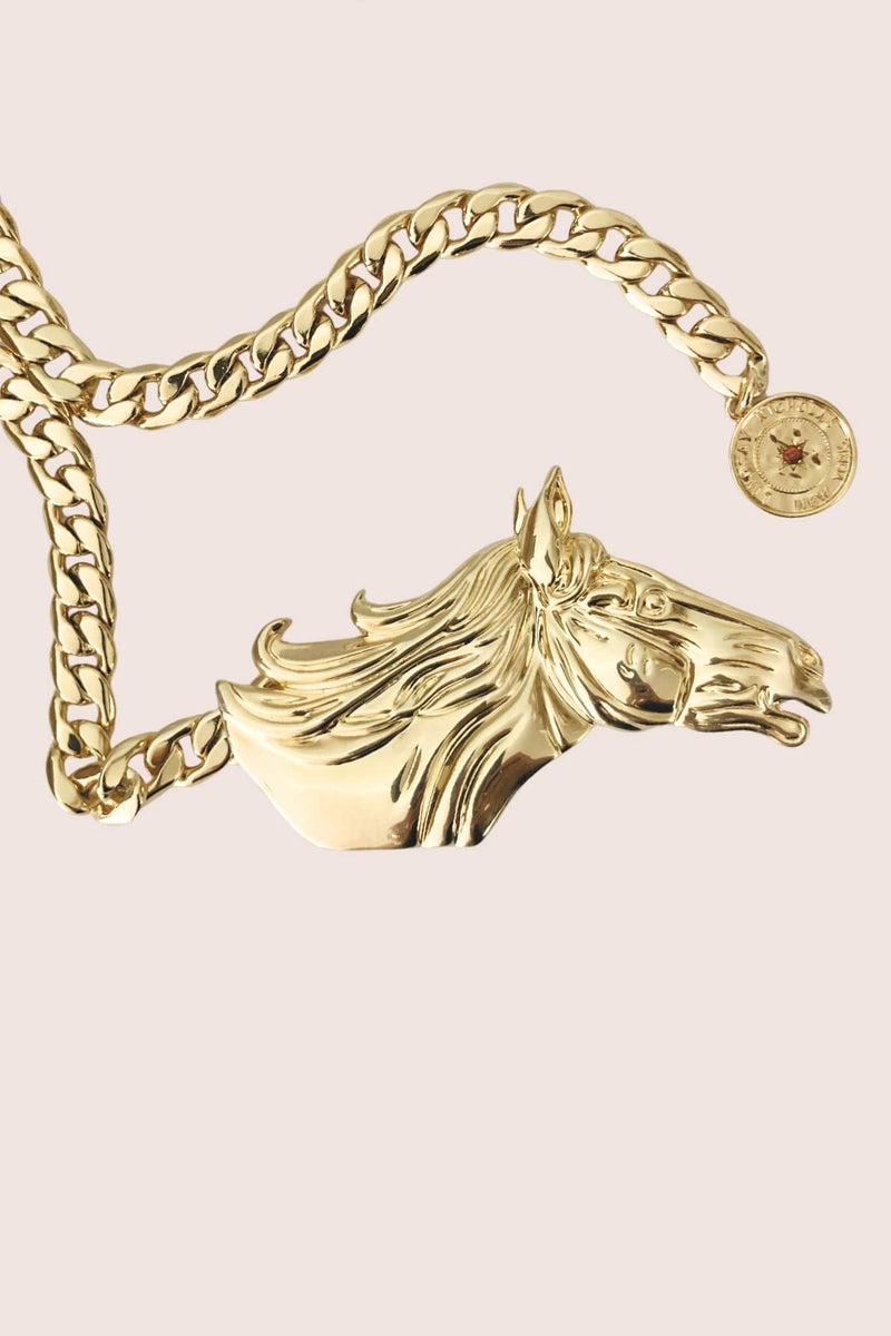 Lindsay Nicholas New York acceso Fire Horse Chain Belt in Gold