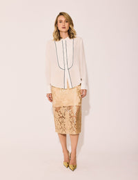 Lindsay Nicholas New York SKIRTS Lace Skirt in Gold