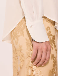 Lindsay Nicholas New York TOP Tuxedo Blouse in Snow