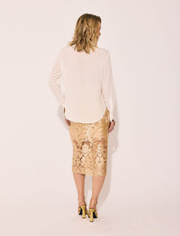 Lindsay Nicholas New York TOP Tuxedo Blouse in Snow