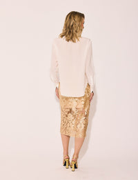 Lindsay Nicholas New York SKIRTS Lace Skirt in Gold