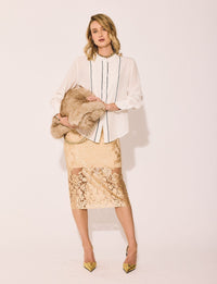 Lindsay Nicholas New York SKIRTS Lace Skirt in Gold