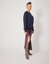 Lindsay Nicholas New York Sweaters Sculptured Sleeve Sweater in Light Grey