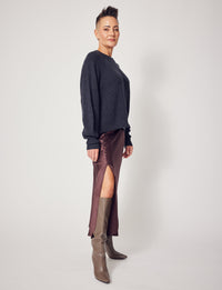 Lindsay Nicholas New York Sweaters Sculptured Sleeve Sweater in Light Grey