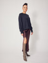 Lindsay Nicholas New York Sweaters Sculptured Sleeve Sweater in Light Grey
