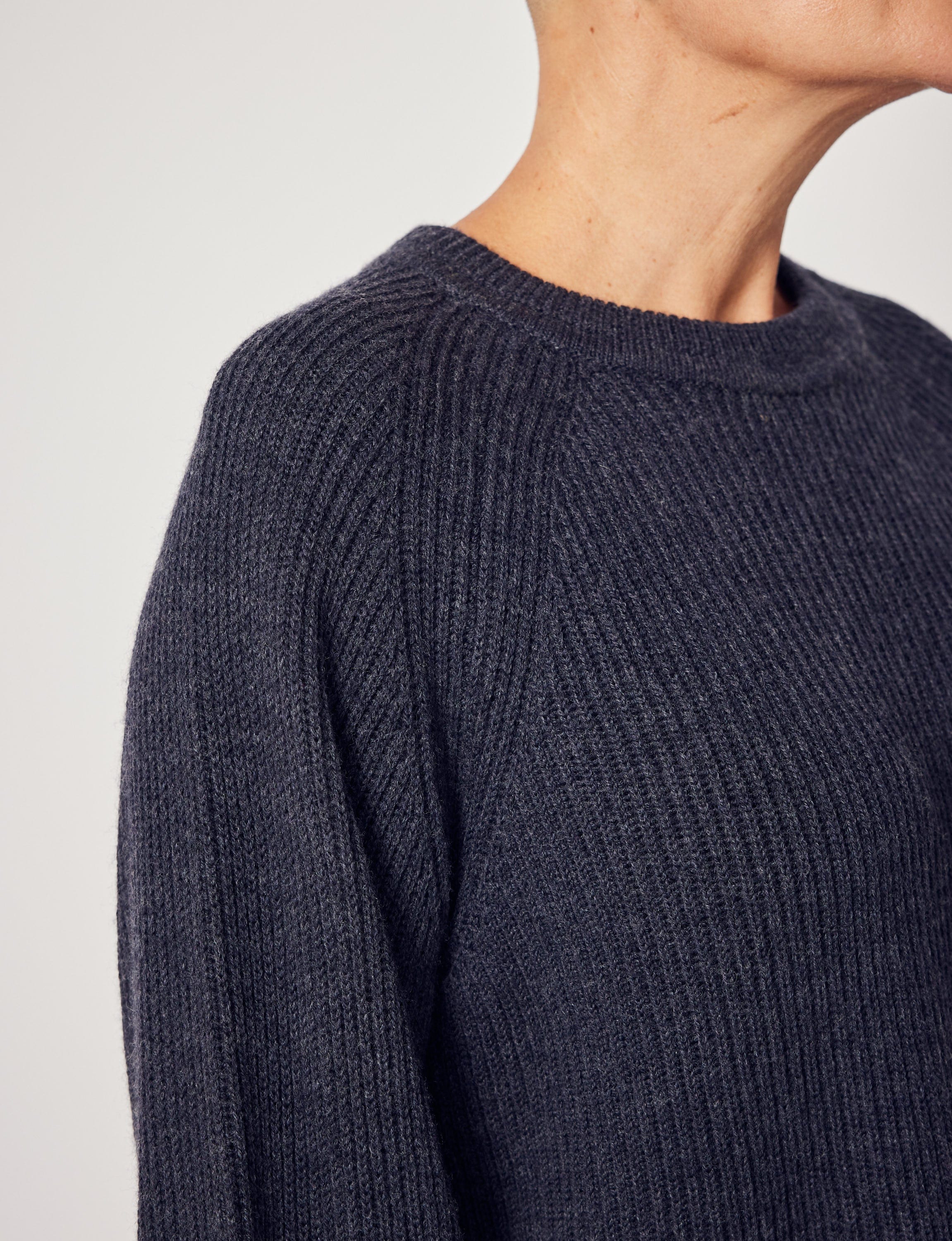 Lindsay Nicholas New York Sweaters Sculptured Sleeve Sweater in Light Grey