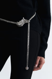 Lindsay Nicholas New York acceso Fire Horse Chain Belt in Silver