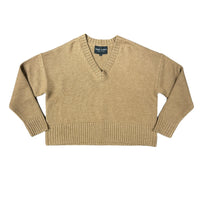 Lindsay Nicholas New York Sweaters V-Neck Knitted Sweater in Fawn