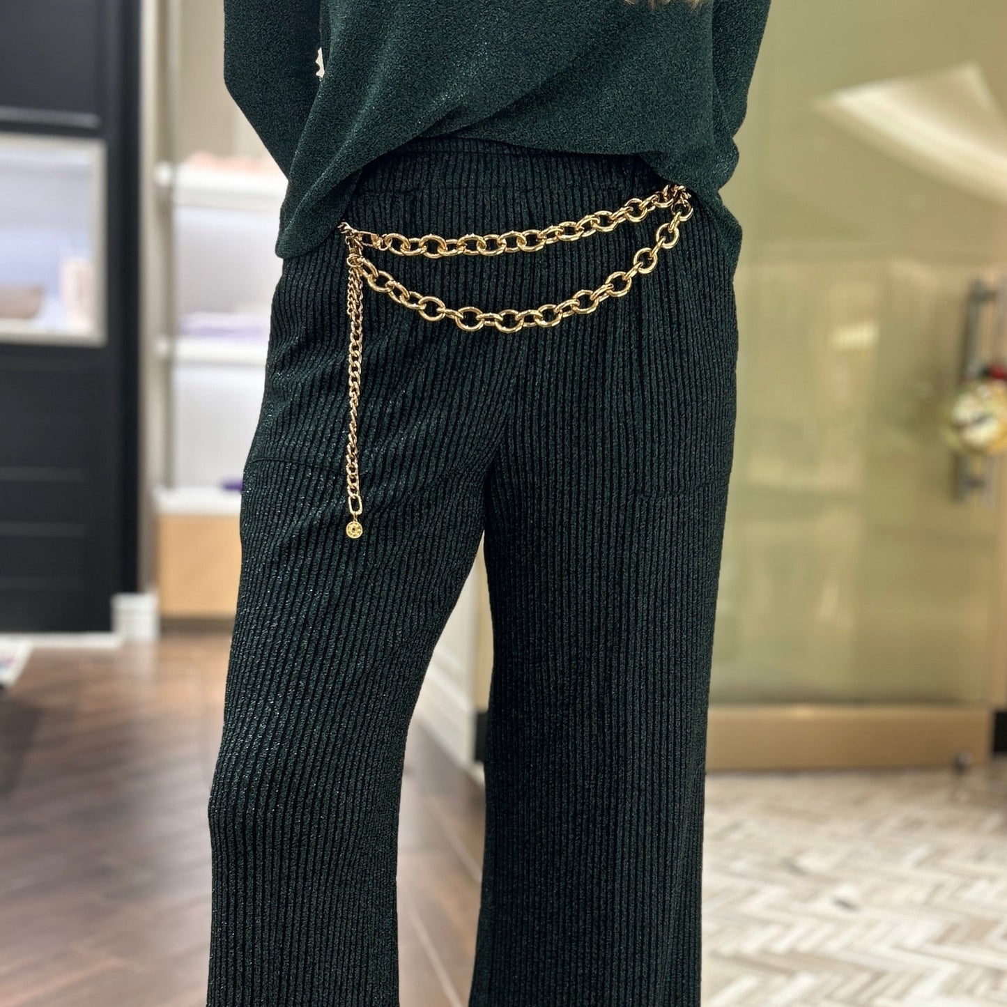 Disco Glitter Pants in Emerald