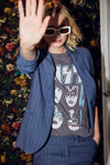 Lindsay Nicholas New York JACKETS Elizabeth Jacket in Steel Blue Pinstripe
