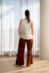 Lindsay Nicholas New York Sleeveless Tops Shell in Créme Bird Fleur Silk