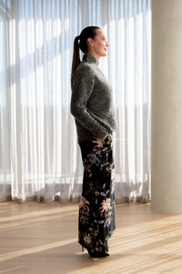 Lindsay Nicholas New York Sweaters Bouclé Mock-Neck Knit Sweater in Orchid Marle