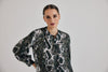 Lindsay Nicholas New York TOP Poet Blouse in Olive Python