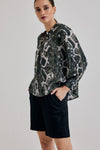 Lindsay Nicholas New York TOP Poet Blouse in Olive Python