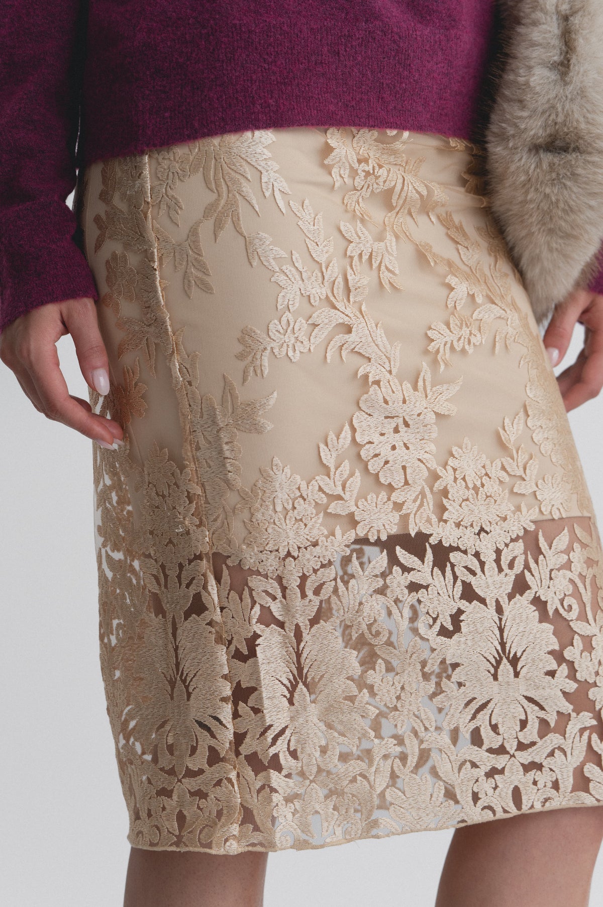 Lindsay Nicholas New York SKIRTS Lace Skirt in Gold
