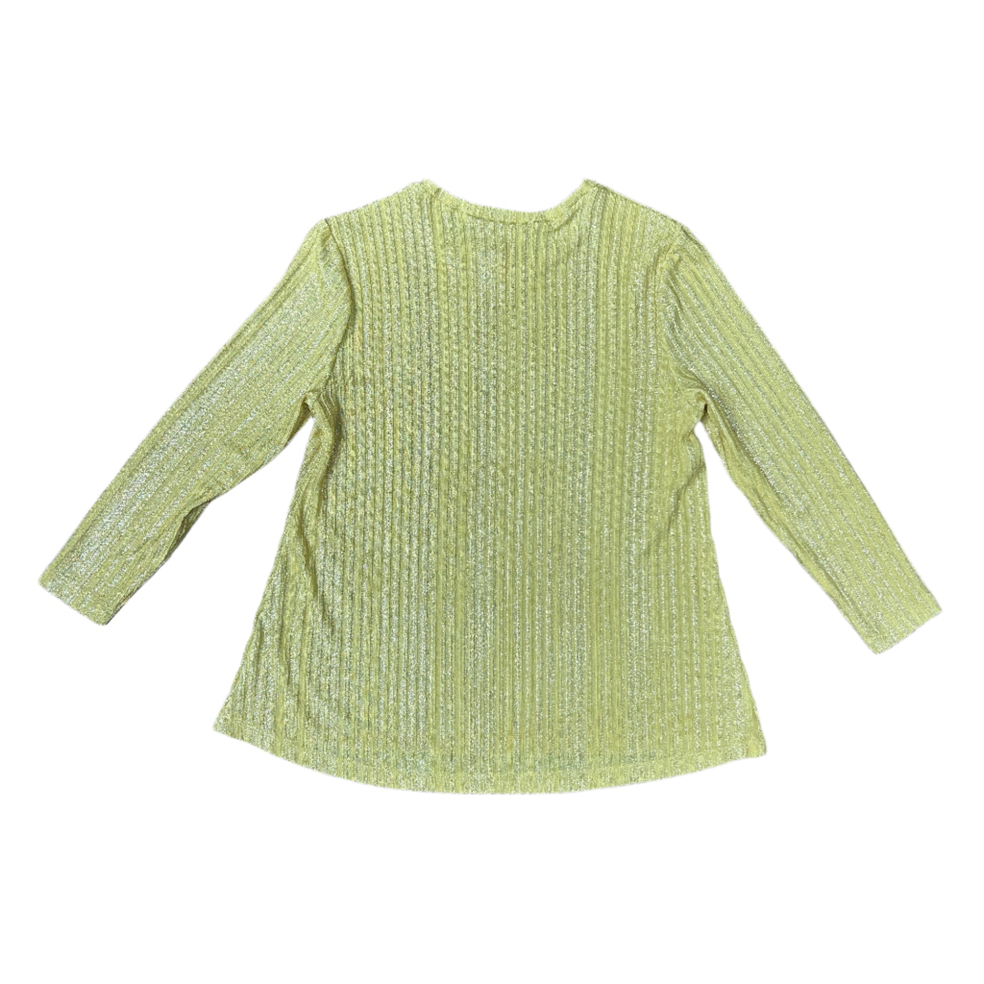 Image of a Long Sleeve Shimmery Yellow Sweater facing back 