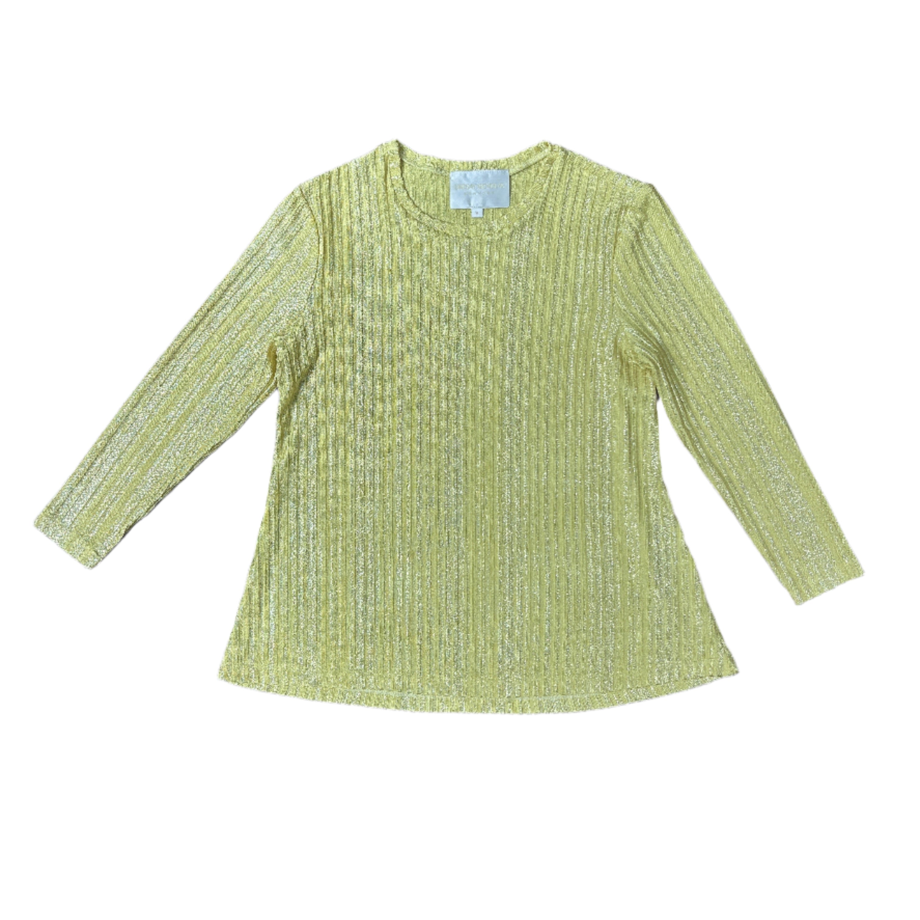 Image of a Shimmery Yellow Sweater from the Front 