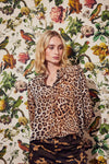 Lindsay Nicholas New York TOP Poet Blouse in Leopard Silk