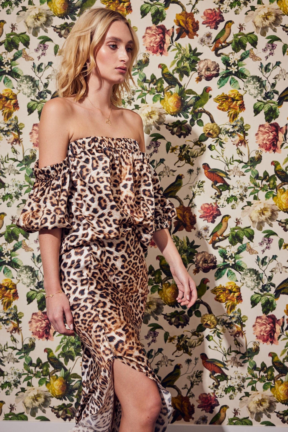 Lindsay Nicholas New York Shirts & Tops Off the Shoulder Top in Leopard
