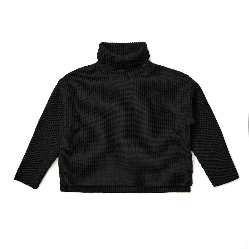 Lindsay Nicholas New York Sweaters Textured Turtleneck in Black