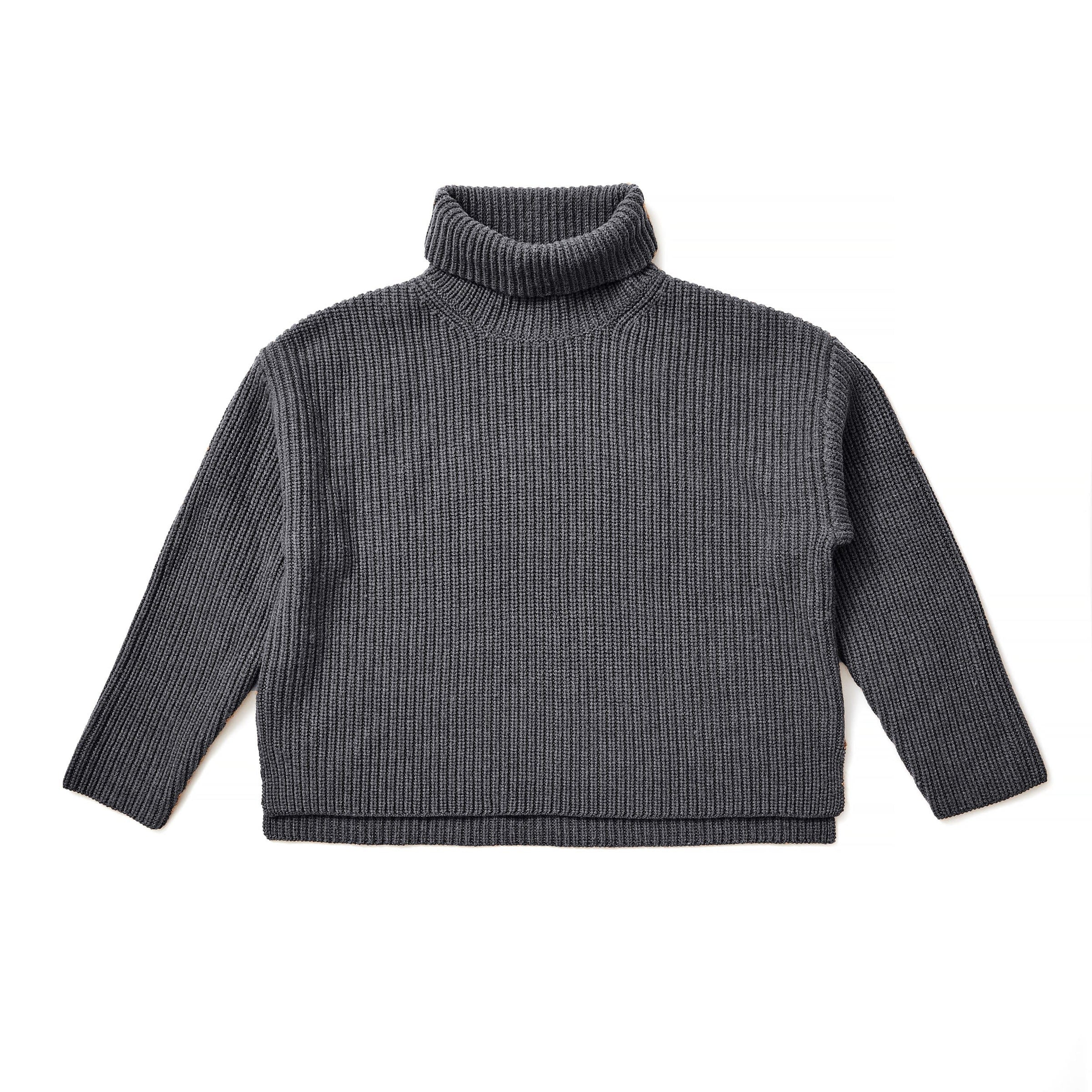 Lindsay Nicholas New York Sweaters Textured Turtleneck in Dark Grey