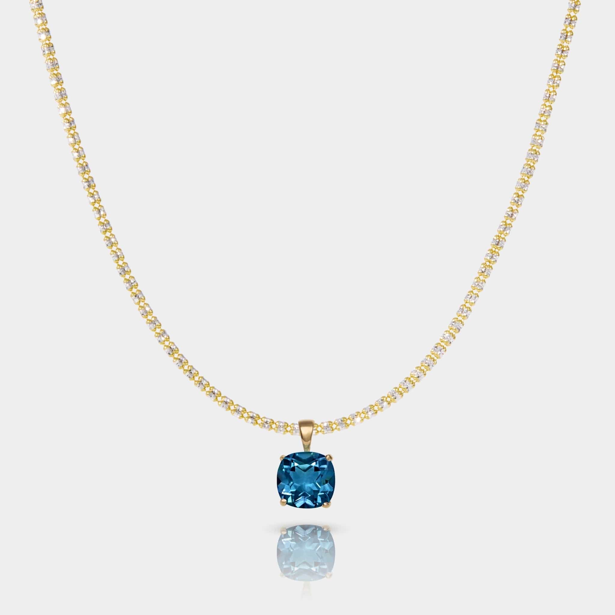 Cove Fine Jewelry Necklace Pendant on 18 in Tidal Tennis Chain Horizon | Cape Cod | London Blue Topaz