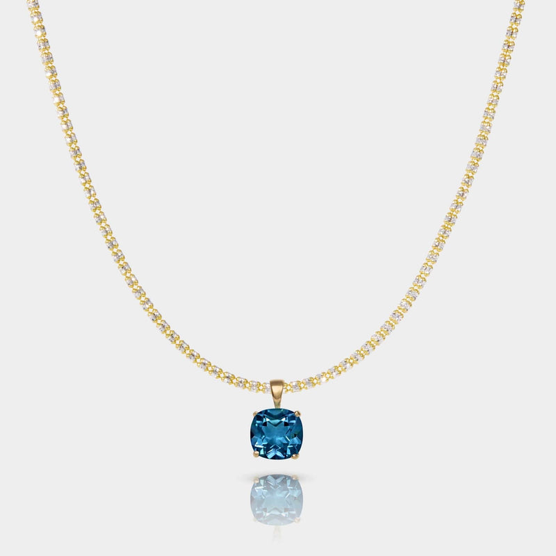 Cove Fine Jewelry Necklace Pendant on 18 in Tidal Tennis Chain Horizon | Cape Cod | London Blue Topaz