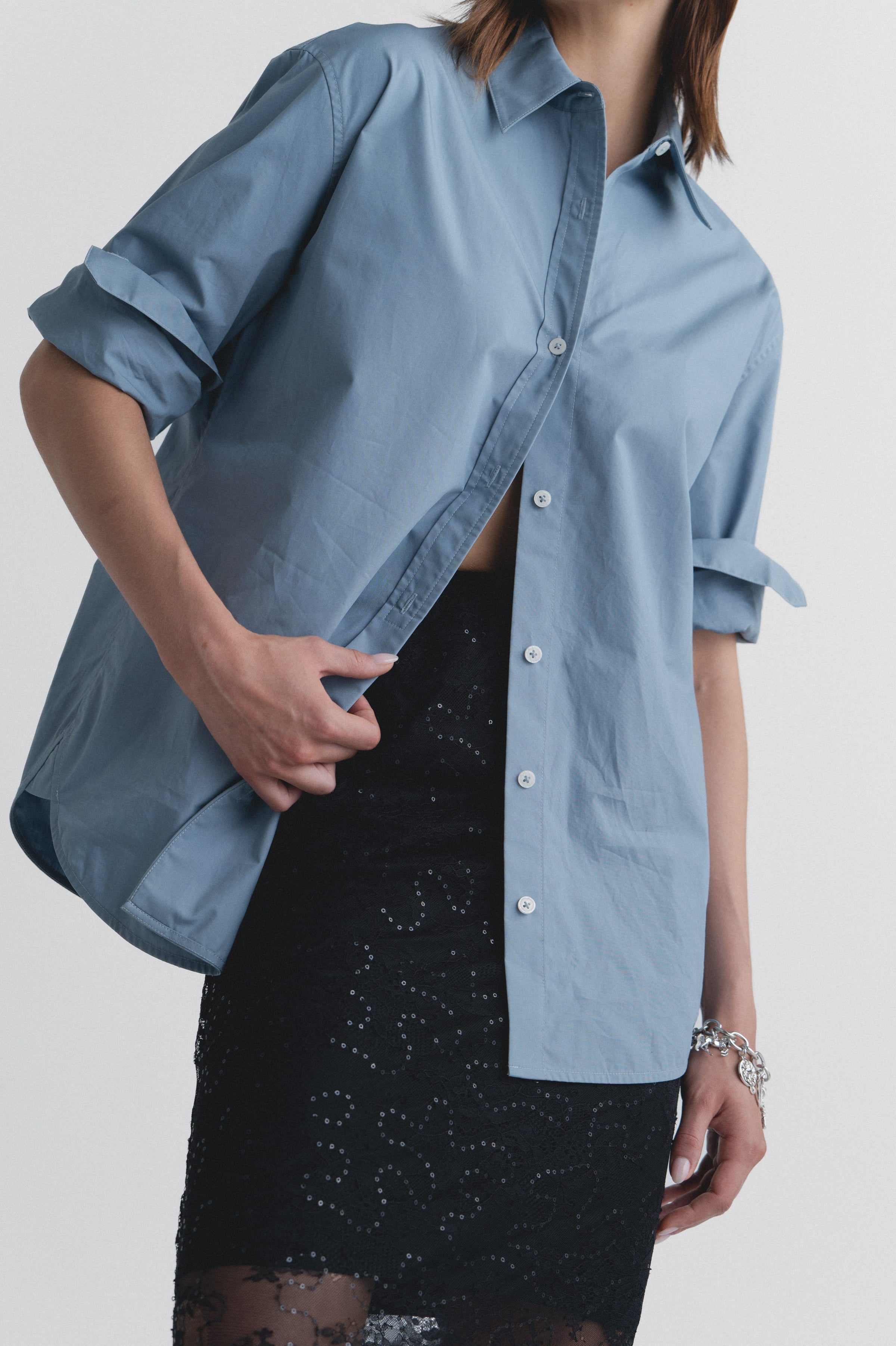 Lindsay Nicholas New York Shirts & Tops Marcia Oversized Shirt in Slate