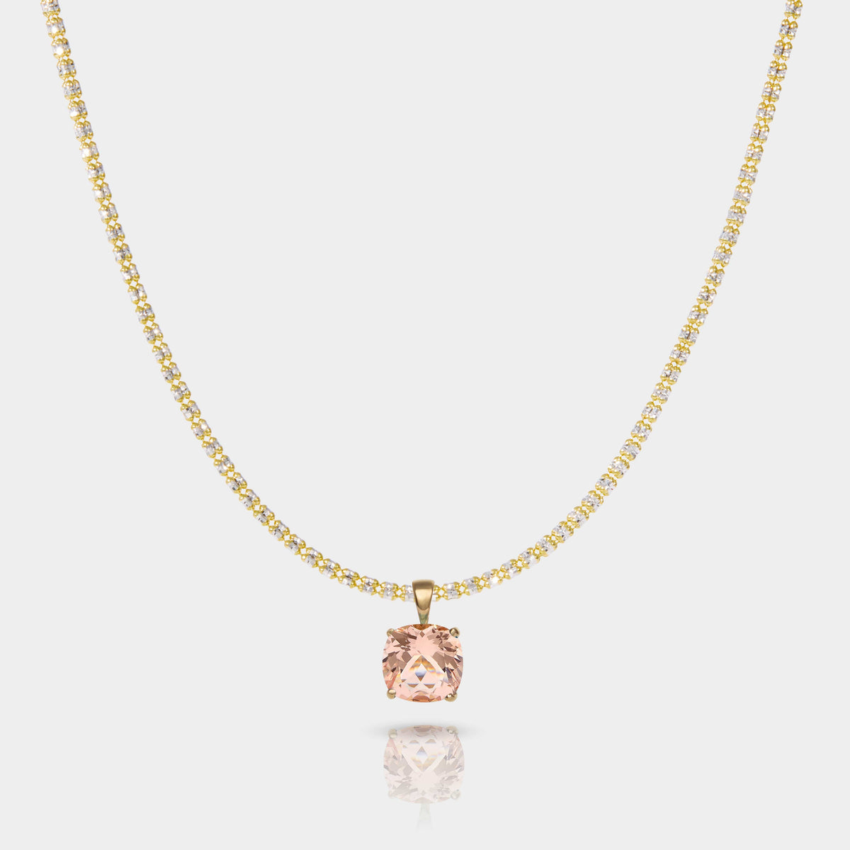Cove Fine Jewelry Necklace Pendant on 18 in Tidal Tennis (2.5 mm) Horizon | Morganite | Connecticut Coast