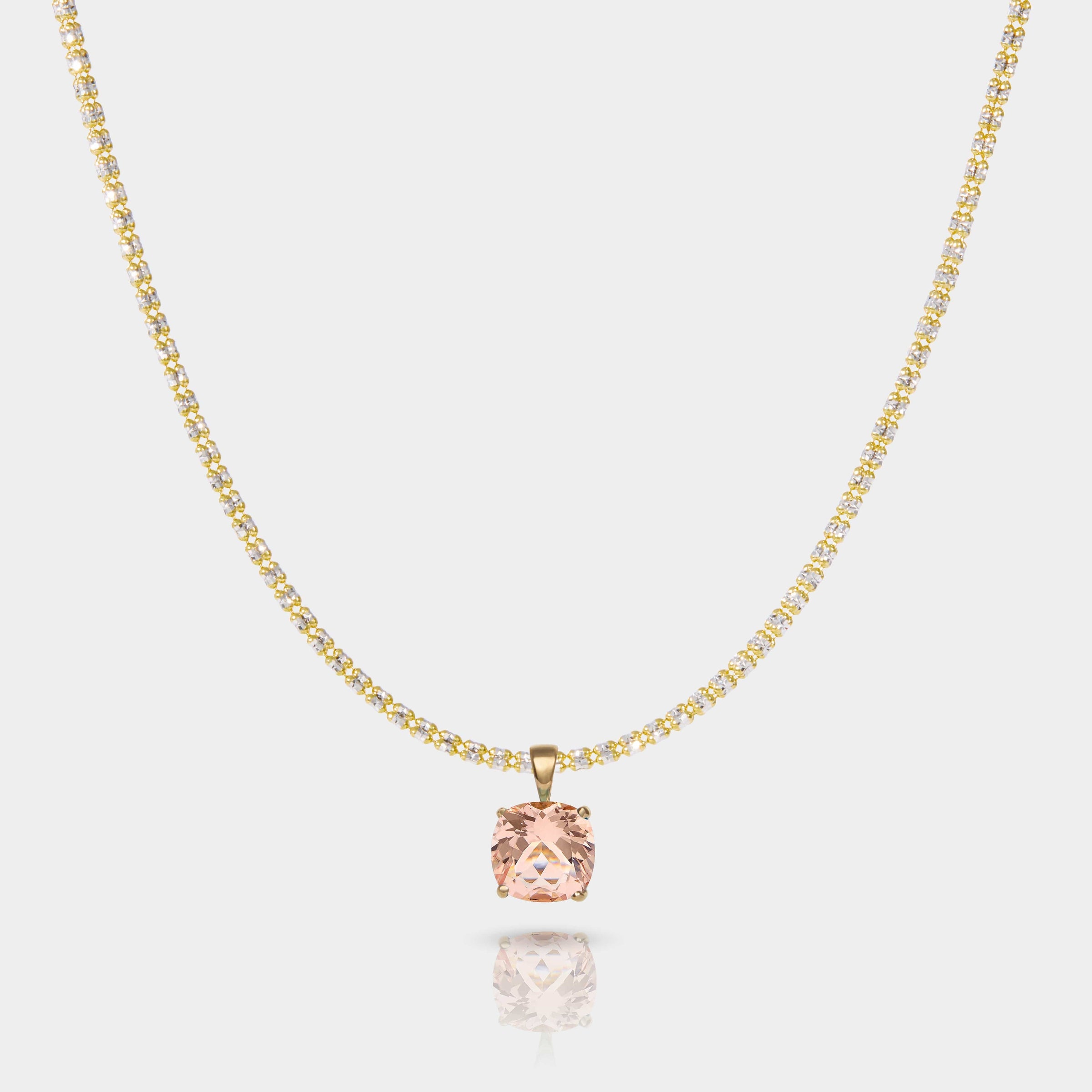 Cove Fine Jewelry Necklace Pendant on 18 in Tidal Tennis (2.5 mm) Horizon | Morganite | Connecticut Coast