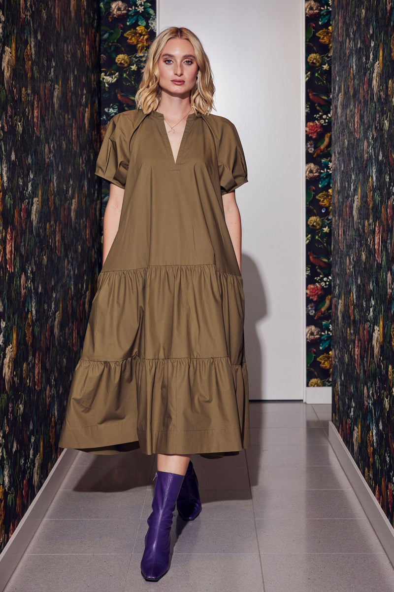 Lindsay Nicholas New York Maxi Dress Joan Maxi Dress in Khaki