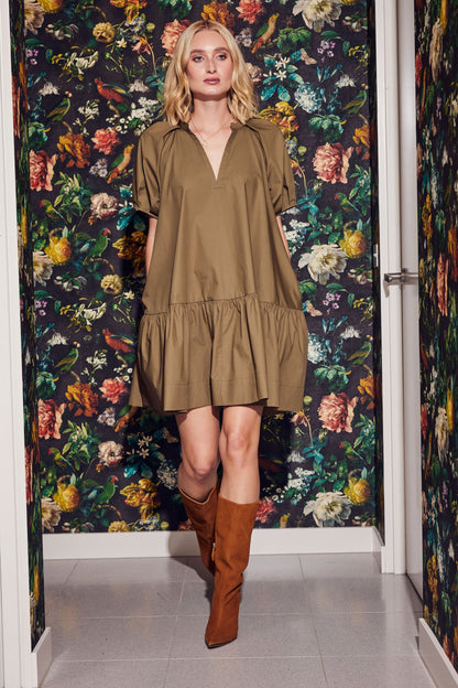 Joan Mini Dress in Khaki