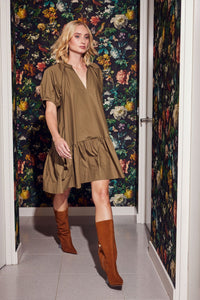 Lindsay Nicholas New York Mini Dress Joan Mini Dress in Khaki