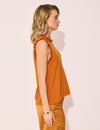 Lindsay Nicholas New York Top Frill Crewneck Shell in Orange