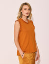 Lindsay Nicholas New York Top Frill Crewneck Shell in Orange