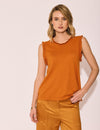 Lindsay Nicholas New York Top Frill Crewneck Shell in Orange