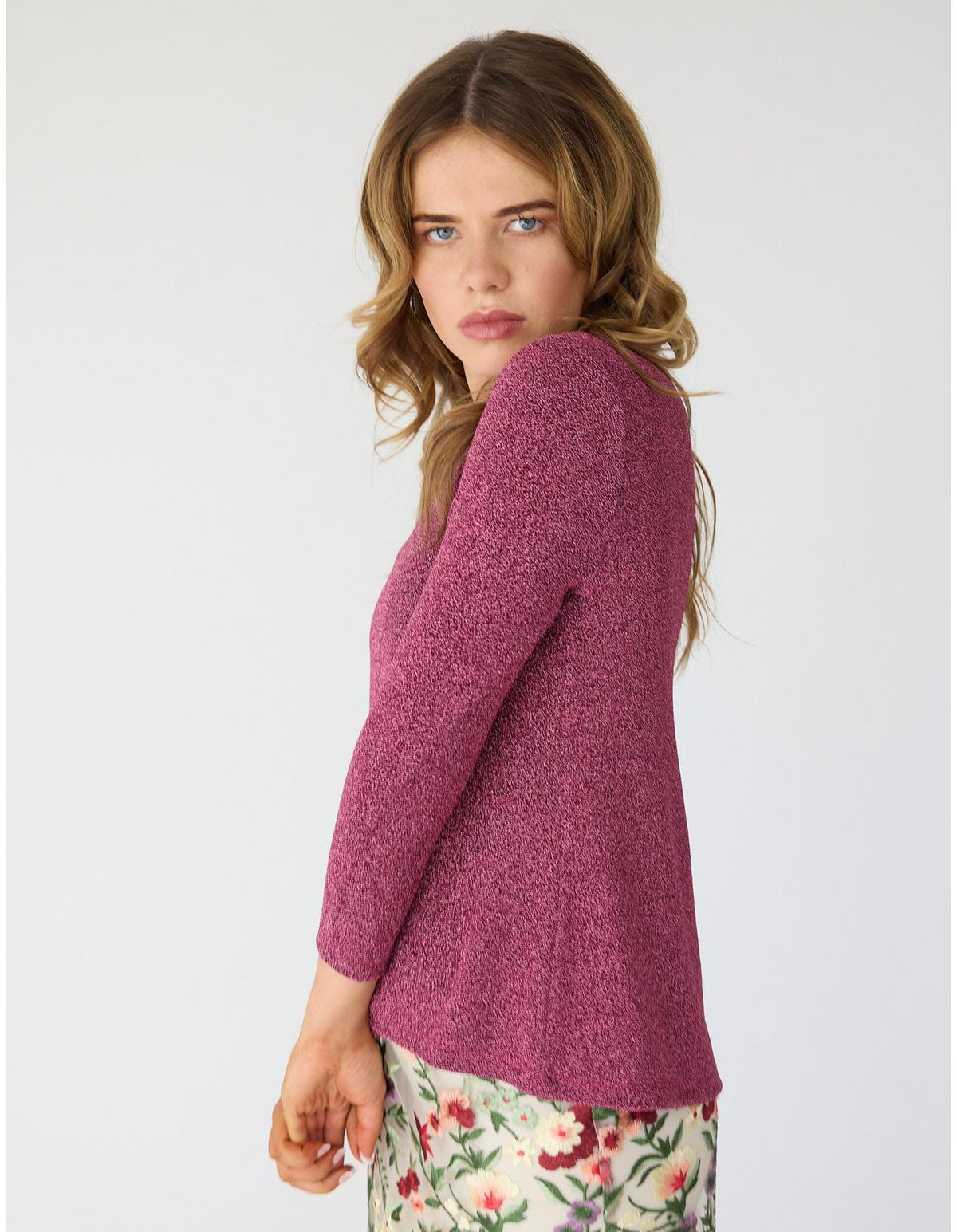 Lindsay Nicholas New York TOP Disco Glitter Bracelet Sleeve Top in Pink