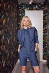 Lindsay Nicholas New York JACKETS Elizabeth Jacket in Steel Blue Pinstripe