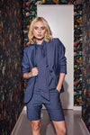 Lindsay Nicholas New York SHORTS Elizabeth Short in Steel Blue Pinstripe