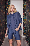 Lindsay Nicholas New York SHORTS Elizabeth Short in Steel Blue Pinstripe