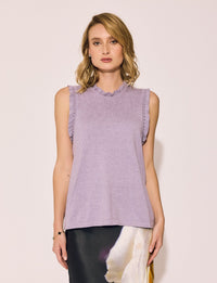 Lindsay Nicholas New York Top Frill Crewneck Shell in Crocus