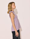 Lindsay Nicholas New York Top Frill Crewneck Shell in Crocus