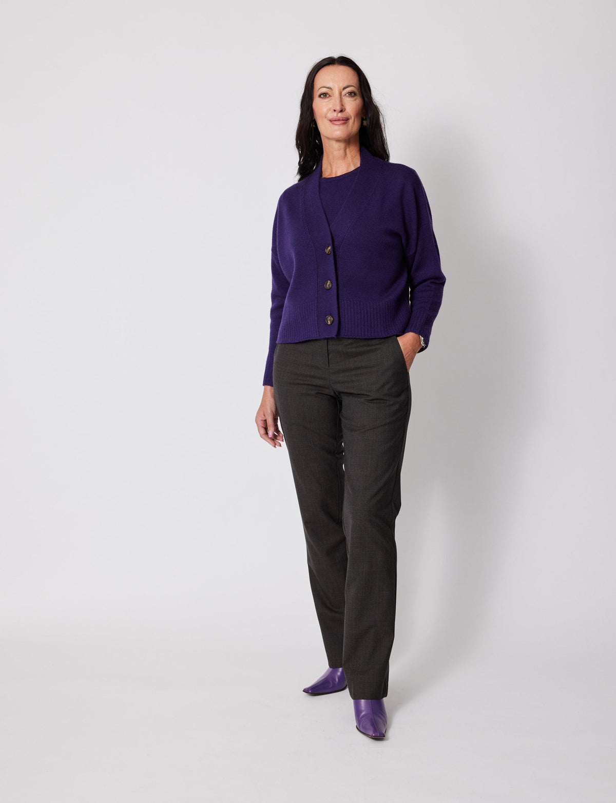Lindsay Nicholas New York Apparel & Accessories Cropped Cardigan in Amethyst