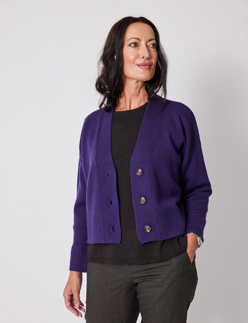 Lindsay Nicholas New York Apparel & Accessories Cropped Cardigan in Amethyst