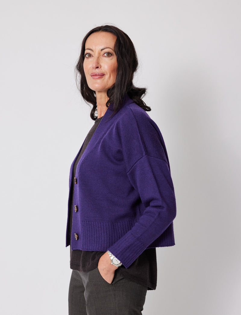 Lindsay Nicholas New York Apparel & Accessories Cropped Cardigan in Amethyst