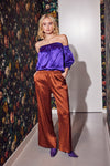 Lindsay Nicholas New York Pants Freya Pant in Cinnamon Silk Satin