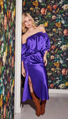 Lindsay Nicholas New York Long Skirts Silk Slit Skirt in Purple - Early Access Sale