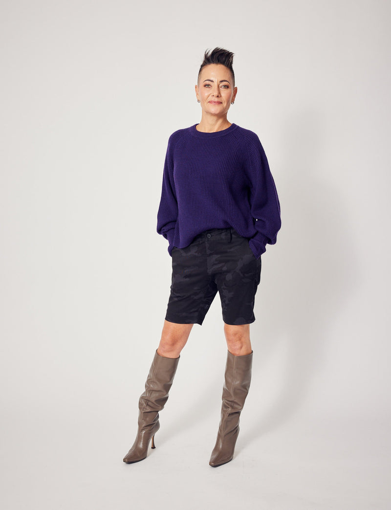 Lindsay Nicholas New York Sweaters Sculptured Sleeve Sweater in Amethyst
